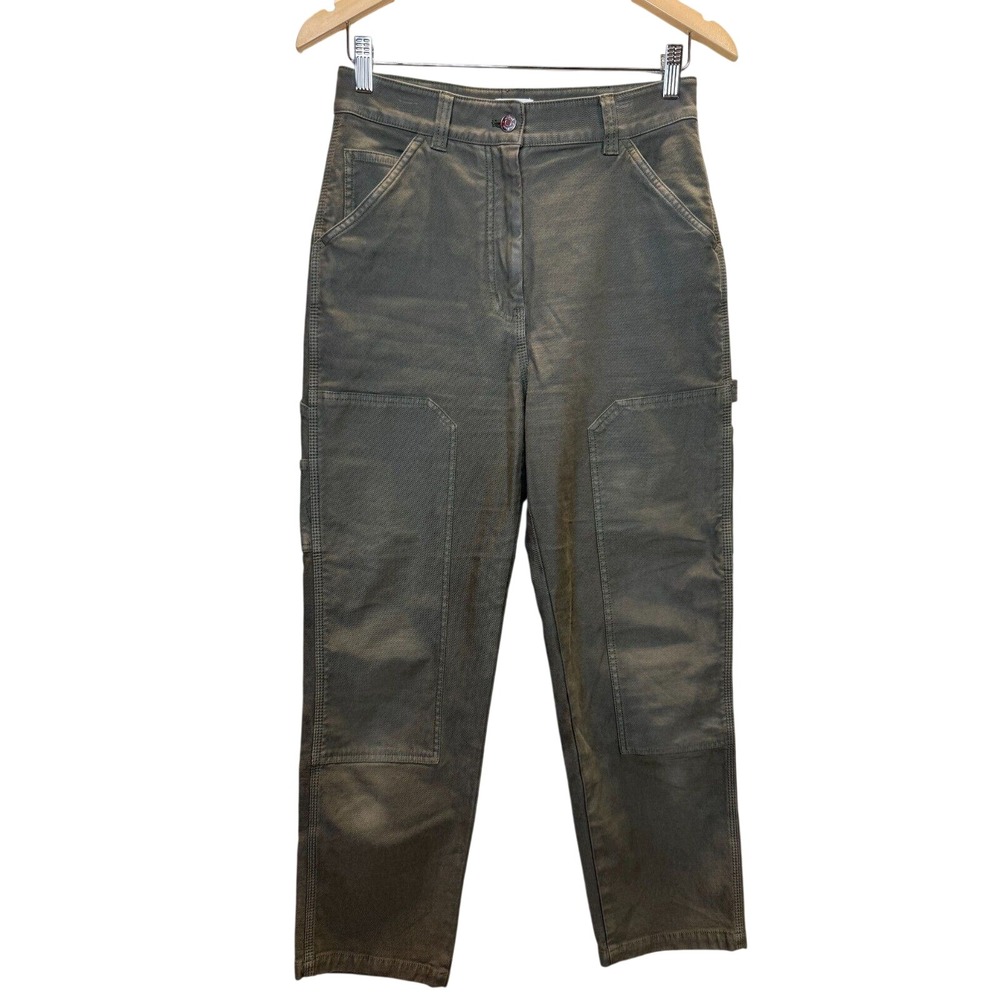 Wilfred Free Workwear Pants Womens 4 Green Canvas High Rise Utility 79-5185